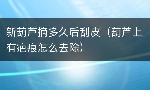 新葫芦摘多久后刮皮（葫芦上有疤痕怎么去除）