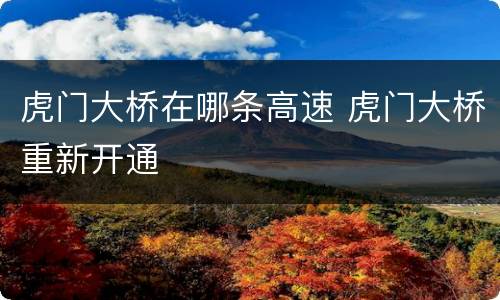 虎门大桥在哪条高速 虎门大桥重新开通