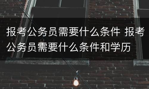 报考公务员需要什么条件 报考公务员需要什么条件和学历