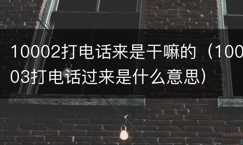 10002打电话来是干嘛的（10003打电话过来是什么意思）