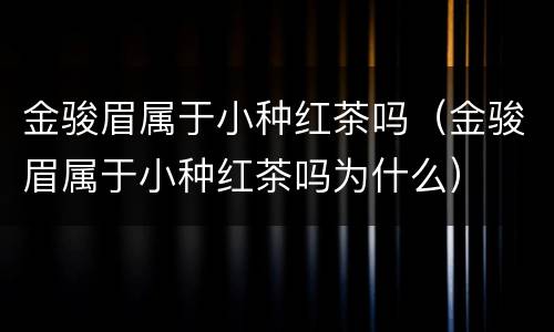 金骏眉属于小种红茶吗（金骏眉属于小种红茶吗为什么）