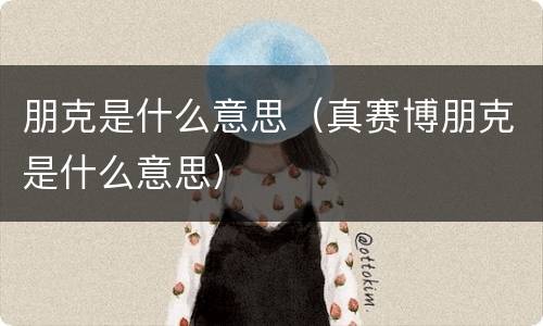 朋克是什么意思（真赛博朋克是什么意思）