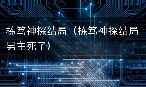 栋笃神探结局（栋笃神探结局男主死了）