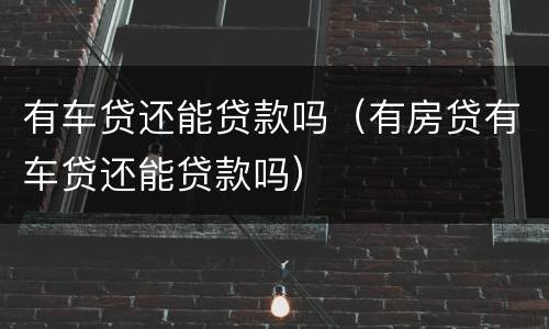 有车贷还能贷款吗（有房贷有车贷还能贷款吗）