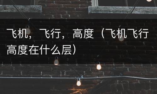 飞机，飞行，高度（飞机飞行高度在什么层）