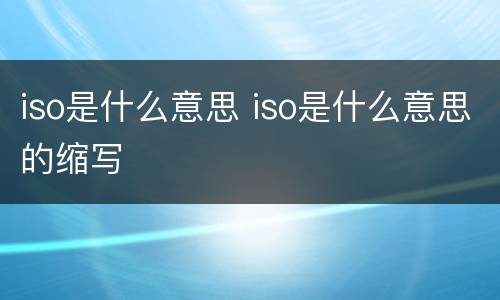 iso是什么意思 iso是什么意思的缩写
