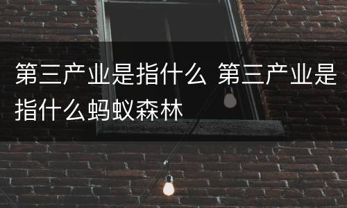 第三产业是指什么 第三产业是指什么蚂蚁森林
