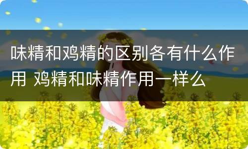 味精和鸡精的区别各有什么作用 鸡精和味精作用一样么