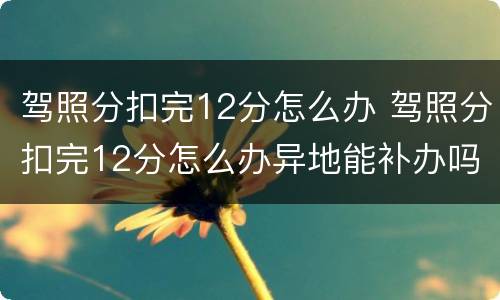 驾照分扣完12分怎么办 驾照分扣完12分怎么办异地能补办吗