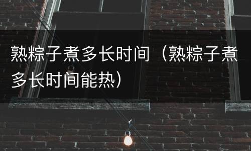 熟粽子煮多长时间（熟粽子煮多长时间能热）