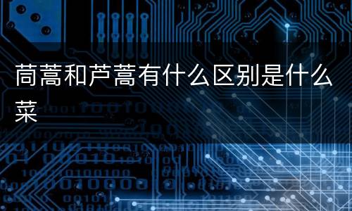 茼蒿和芦蒿有什么区别是什么菜