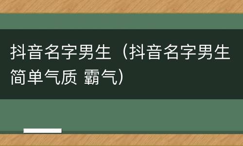 抖音名字男生（抖音名字男生简单气质 霸气）