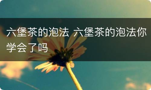 六堡茶的泡法 六堡茶的泡法你学会了吗