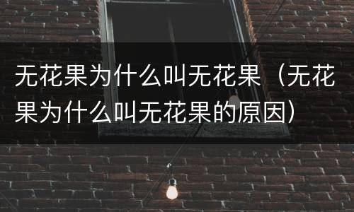 无花果为什么叫无花果（无花果为什么叫无花果的原因）
