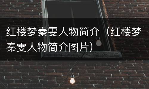 红楼梦秦雯人物简介（红楼梦秦雯人物简介图片）