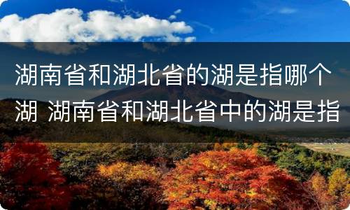 湖南省和湖北省的湖是指哪个湖 湖南省和湖北省中的湖是指