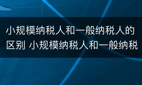小规模纳税人和一般纳税人的区别 小规模纳税人和一般纳税人的划分标准