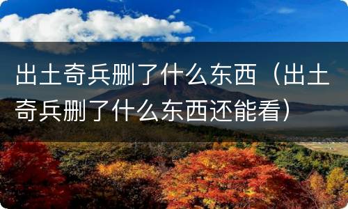 出土奇兵删了什么东西（出土奇兵删了什么东西还能看）