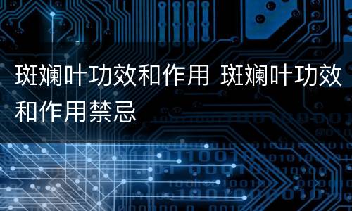 斑斓叶功效和作用 斑斓叶功效和作用禁忌