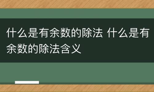 什么是有余数的除法 什么是有余数的除法含义