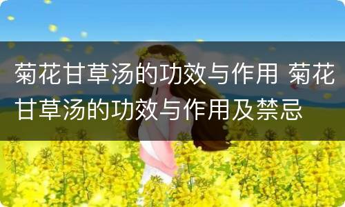 菊花甘草汤的功效与作用 菊花甘草汤的功效与作用及禁忌
