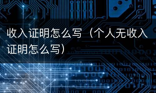 收入证明怎么写（个人无收入证明怎么写）
