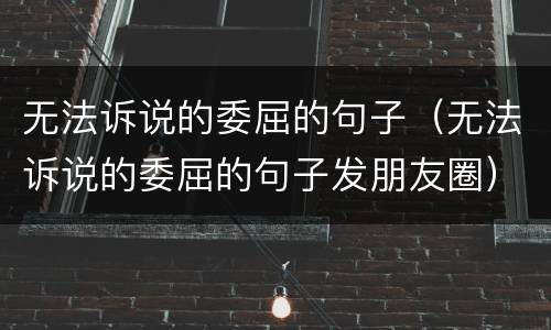 无法诉说的委屈的句子（无法诉说的委屈的句子发朋友圈）
