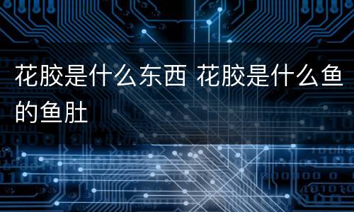 花胶是什么东西 花胶是什么鱼的鱼肚
