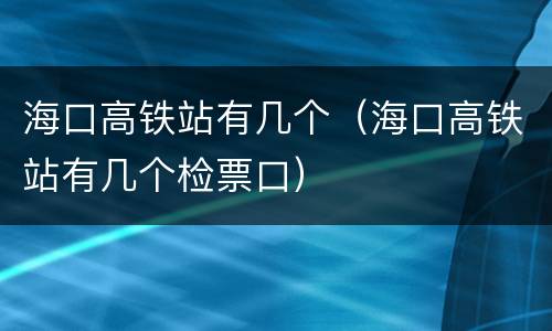 海口高铁站有几个（海口高铁站有几个检票口）