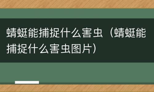 蜻蜓能捕捉什么害虫（蜻蜓能捕捉什么害虫图片）