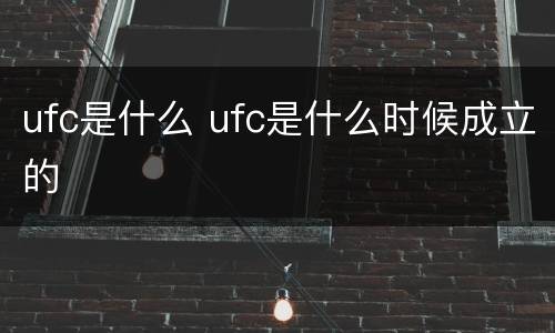 ufc是什么 ufc是什么时候成立的