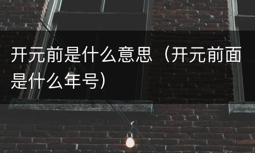 开元前是什么意思（开元前面是什么年号）