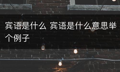 宾语是什么 宾语是什么意思举个例子