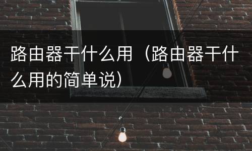 路由器干什么用（路由器干什么用的简单说）