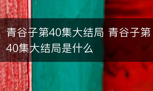 青谷子第40集大结局 青谷子第40集大结局是什么