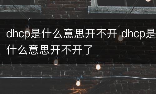 dhcp是什么意思开不开 dhcp是什么意思开不开了