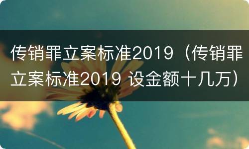 传销罪立案标准2019（传销罪立案标准2019 设金额十几万）
