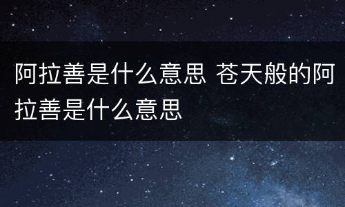 阿拉善是什么意思 苍天般的阿拉善是什么意思