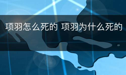 项羽怎么死的 项羽为什么死的