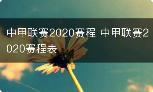 中甲联赛2020赛程 中甲联赛2020赛程表