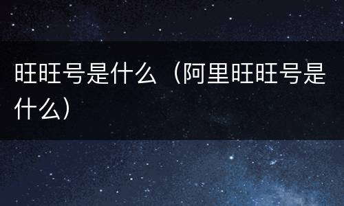 旺旺号是什么（阿里旺旺号是什么）