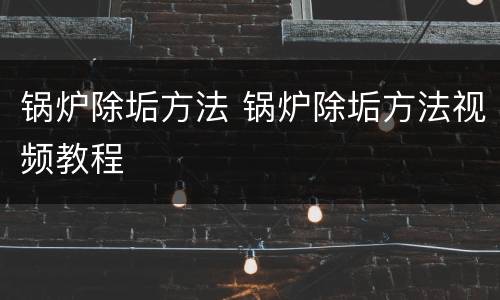 锅炉除垢方法 锅炉除垢方法视频教程