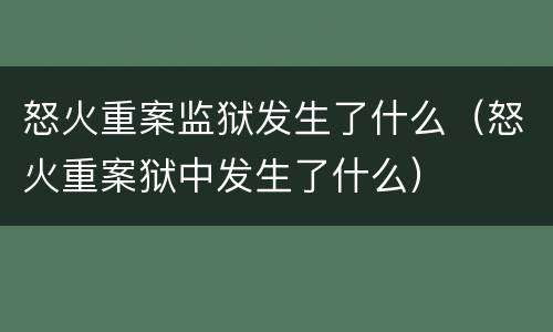怒火重案监狱发生了什么（怒火重案狱中发生了什么）