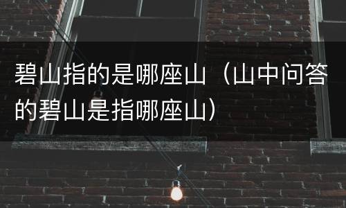 碧山指的是哪座山（山中问答的碧山是指哪座山）