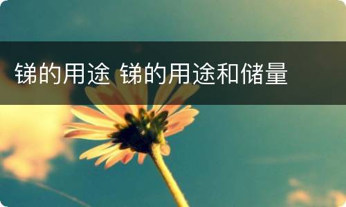 锑的用途 锑的用途和储量