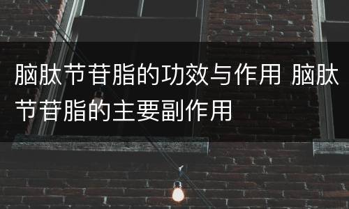 脑肽节苷脂的功效与作用 脑肽节苷脂的主要副作用