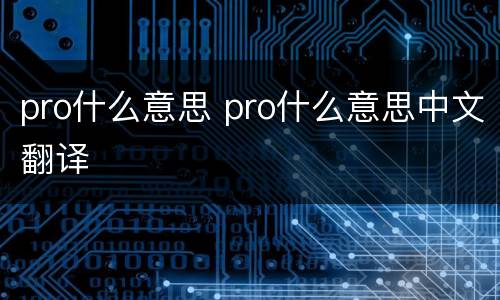 pro什么意思 pro什么意思中文翻译