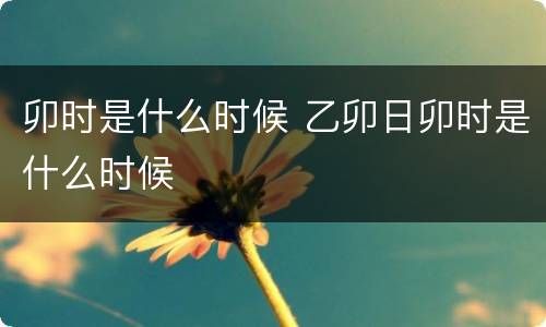 卯时是什么时候 乙卯日卯时是什么时候