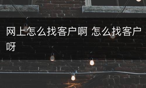 网上怎么找客户啊 怎么找客户呀