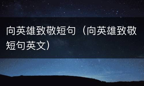 向英雄致敬短句（向英雄致敬短句英文）